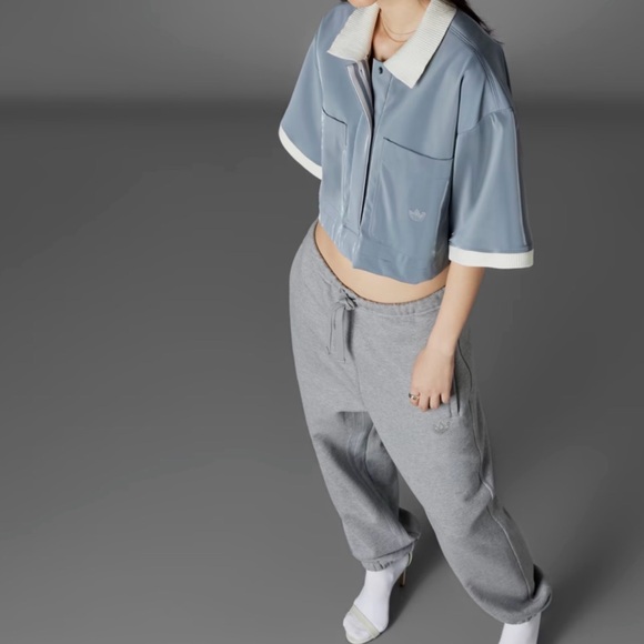 adidas Pants - adidas BLUE VERSION HIGH SHINE CROP POLO shirt AVANT-GARDE jacket firebird